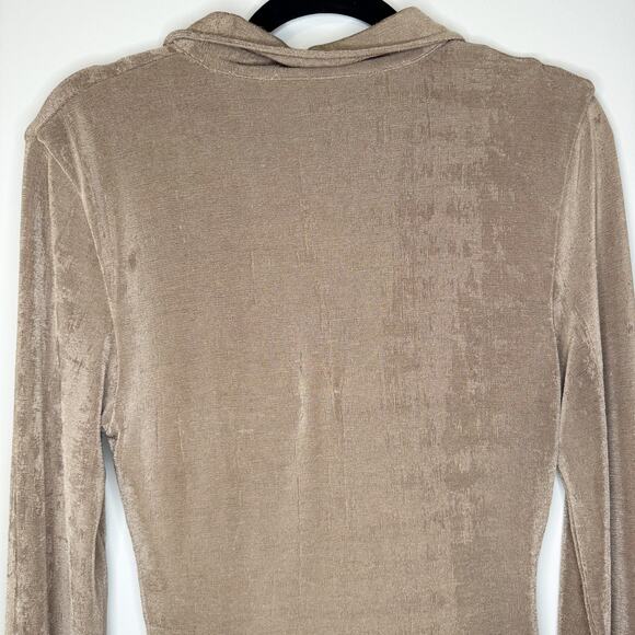 With Jean Andy Tan Latte Long Sleeve Button Up Down Shirt Dress Small - Picture 6 of 9